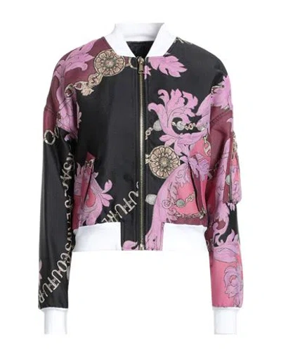 Versace Jeans Couture Woman Jacket Black Size 4 Polyester, Metallic Polyester, Polyamide