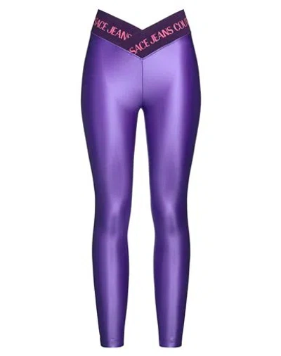 Versace Jeans Couture Woman Leggings Purple Size 8 Polyamide, Elastane
