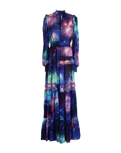 Versace Jeans Couture Woman Maxi Dress Blue Size 4 Polyester In Multi