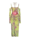 Versace Jeans Couture Abstract-print Off-shoulder Midi Dress In Green