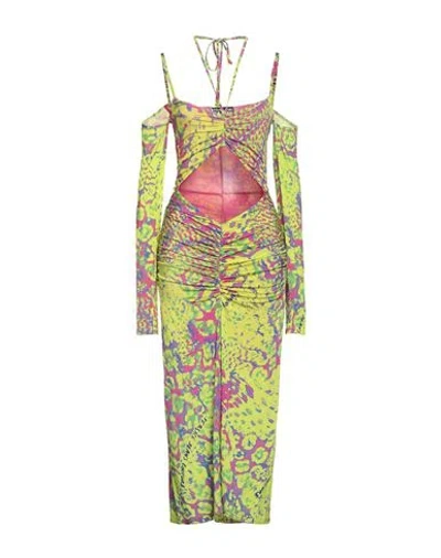 VERSACE JEANS COUTURE VERSACE JEANS COUTURE WOMAN MAXI DRESS LIME GREEN SIZE 10 VISCOSE, ELASTANE
