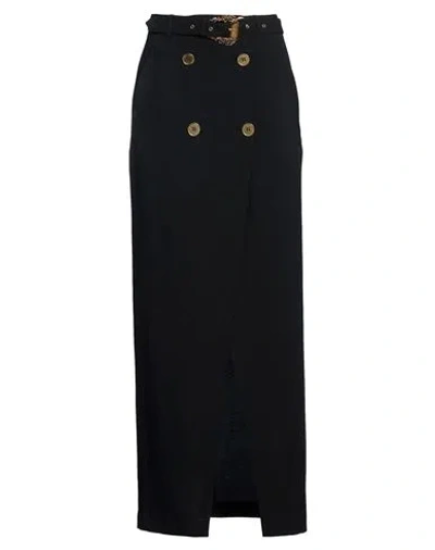 Versace Jeans Couture Woman Maxi Skirt Black Size 8 Viscose, Linen