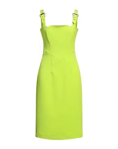 Versace Jeans Couture Woman Midi Dress Acid Green Size 4 Polyester, Elastane