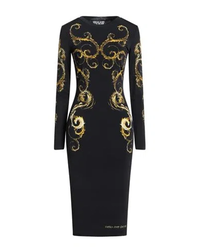 VERSACE JEANS COUTURE VERSACE JEANS COUTURE WOMAN MIDI DRESS BLACK SIZE 10 VISCOSE, ELASTANE