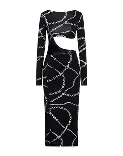 Versace Jeans Couture Woman Midi Dress Black Size 6 Viscose, Elastane