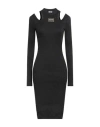Versace Jeans Couture Woman Midi Dress Black Size 10 Viscose, Metallic Polyester In Black