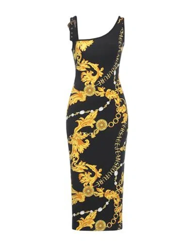 Versace Jeans Couture Woman Midi Dress Black Size 12 Cotton, Elastane