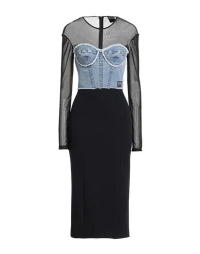 Versace Jeans Couture Woman Midi Dress Black Size 12 Cotton, Elastane, Polyester