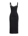 Versace Jeans Couture Woman Midi Dress Black Size 4 Cotton, Elastane, Polyurethane Resin, Polyester In Black