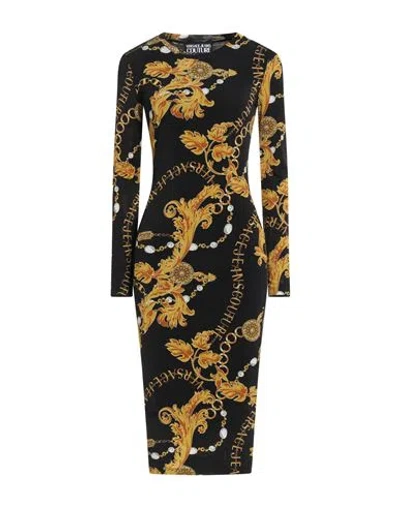 Versace Jeans Couture Woman Midi Dress Black Size 6 Viscose, Elastane