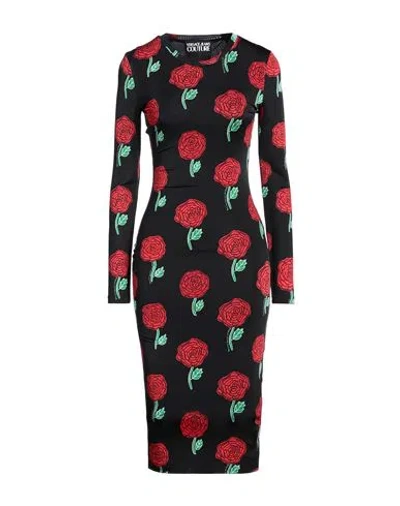 Versace Jeans Couture Woman Midi Dress Black Size 8 Viscose, Elastane