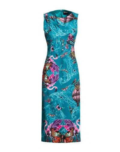 Versace Jeans Couture Woman Midi Dress Emerald Green Size 12 Polyester, Elastane In Multi