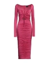 Versace Jeans Couture Woman Midi Dress Magenta Size 6 Acetate, Elastane In Pink