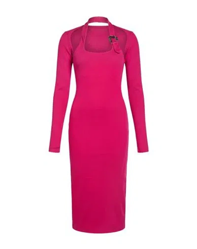 Versace Jeans Couture Woman Midi Dress Fuchsia Size 6 Cotton, Elastane In Pink
