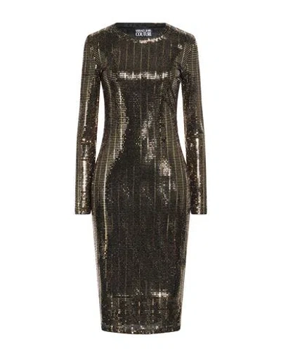 Versace Jeans Couture Woman Midi Dress Gold Size 8 Polyamide, Metallic Polyester, Elastane