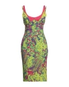 Versace Jeans Couture Animalier Bodycon Midi Dress In Green