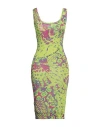 Versace Jeans Couture Woman Midi Dress Lime Green Size 8 Viscose, Elastane In Green