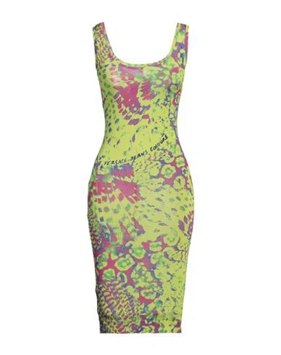 Versace Jeans Couture Woman Midi Dress Lime Green Size 8 Viscose, Elastane