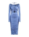 Versace Jeans Couture Woman Midi Dress Pastel Blue Size 4 Acetate, Elastane