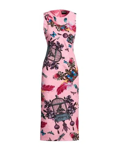 Versace Jeans Couture Woman Midi Dress Pink Size 8 Polyester, Elastane In Multi