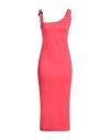 Versace Jeans Couture Woman Midi Dress Tomato Red Size 12 Cotton, Polyamide, Elastane In Red