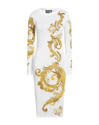 VERSACE JEANS COUTURE VERSACE JEANS COUTURE WOMAN MIDI DRESS WHITE SIZE 6 VISCOSE, ELASTANE