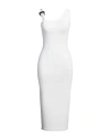 Versace Jeans Couture White Baroque Buckle Midi Dress In White