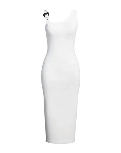 Versace Jeans Couture Woman Midi Dress White Size 8 Viscose, Polyamide, Elastane