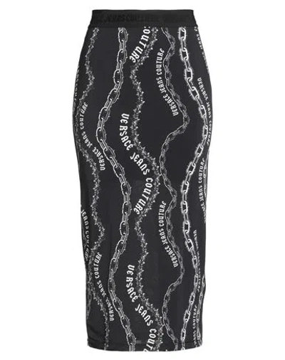 Versace Jeans Couture Woman Midi Skirt Black Size 12 Viscose, Elastane