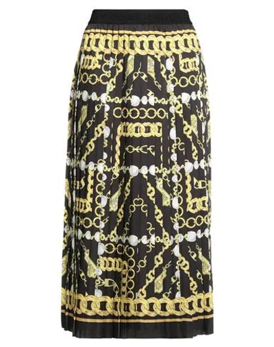 Versace Jeans Couture Woman Midi Skirt Black Size 6 Polyester In Multi