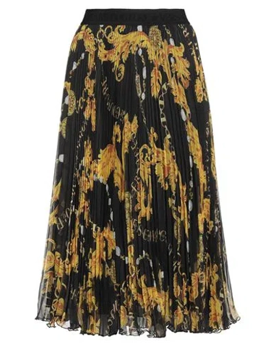 Versace Jeans Couture Woman Midi Skirt Black Size 6 Polyester In Multi