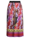 Versace Jeans Couture Woman Midi Skirt Burgundy Size 10 Polyester In Multi
