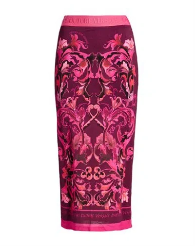 Versace Jeans Couture Woman Midi Skirt Pink Size 2 Viscose, Elastane In Multi