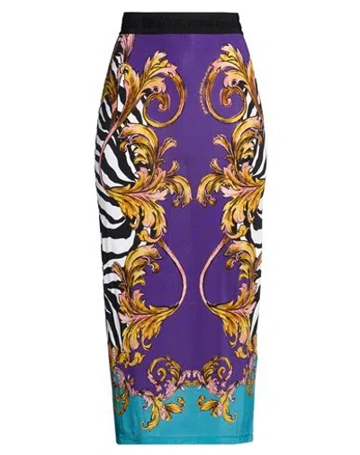 Versace Jeans Couture Woman Midi Skirt Purple Size 10 Viscose, Elastane