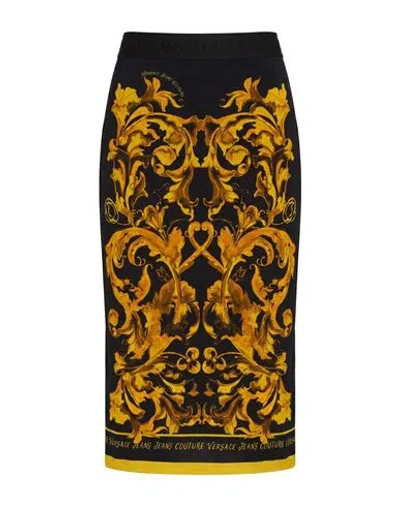 Versace Jeans Couture Woman Midi Skirt Yellow Size 10 Viscose, Elastane