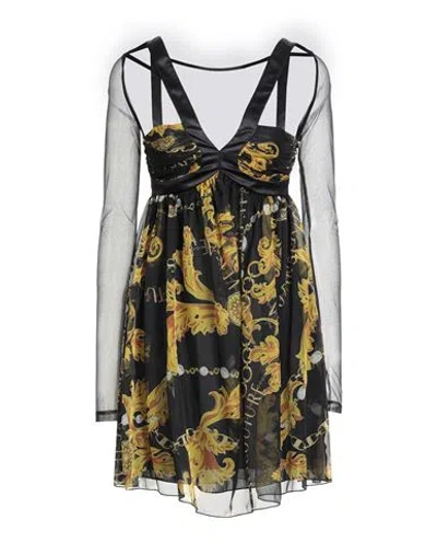 Versace Jeans Couture Woman Mini Dress Black Size 4 Polyester, Polyamide, Elastane In Multi