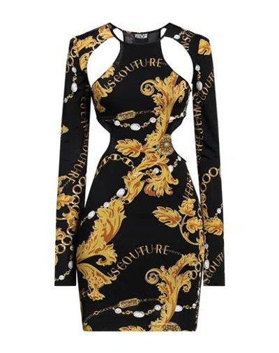Versace Jeans Couture Woman Mini Dress Black Size 4 Viscose, Elastane