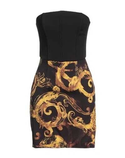 VERSACE JEANS COUTURE VERSACE JEANS COUTURE WOMAN MINI DRESS BLACK SIZE 8 POLYESTER, ELASTANE