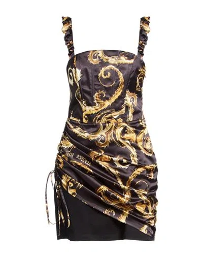 Versace Jeans Couture Woman Mini Dress Black Size 8 Polyester, Elastane In Brown