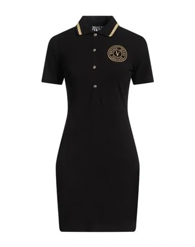 VERSACE JEANS COUTURE VERSACE JEANS COUTURE WOMAN MINI DRESS BLACK SIZE L COTTON, POLYESTER, ELASTANE