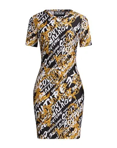 Versace Jeans Couture Woman Mini Dress Black Size L Polyamide, Elastane In Multi