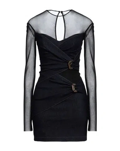 Versace Jeans Couture Woman Mini Dress Blue Size 12 Cotton, Elastane In Black