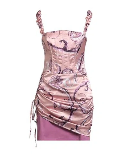 Versace Jeans Couture Woman Mini Dress Blush Size 10 Polyester, Elastane, Cotton In Pink