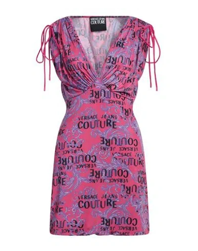 Versace Jeans Couture Woman Mini Dress Fuchsia Size 0 Polyester, Elastane In Pink