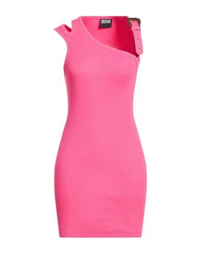 Versace Jeans Couture Woman Mini Dress Fuchsia Size 2 Cotton, Elastane In Pink