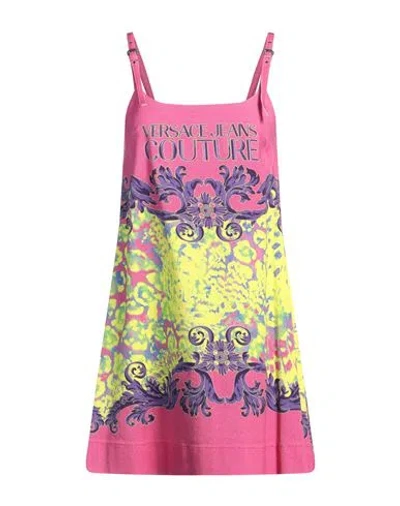 Versace Jeans Couture Woman Mini Dress Fuchsia Size 6 Cotton, Elastane In Pink