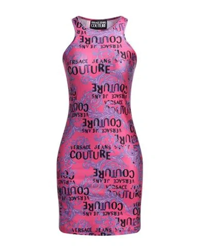 Versace Jeans Couture Woman Mini Dress Fuchsia Size 8 Polyester, Elastane In Pink