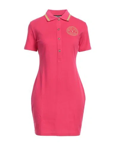 Versace Jeans Couture Woman Mini Dress Fuchsia Size L Cotton, Polyester, Elastane In Pink