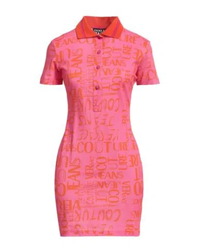 Versace Jeans Couture Woman Mini Dress Fuchsia Size M Cotton, Polyester, Polyamide, Elastane In Pink