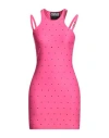 Versace Jeans Couture Woman Mini Dress Fuchsia Size M Polyester, Elastane In Pink